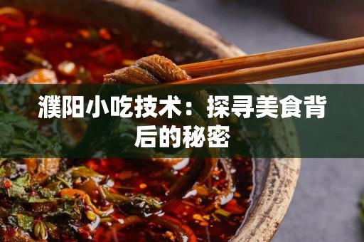 濮阳小吃技术：探寻美食背后的秘密